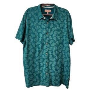 Ocean Pacific Men's Shirt Size XXL Teal Pineapples Casual Hawaiian Button Up